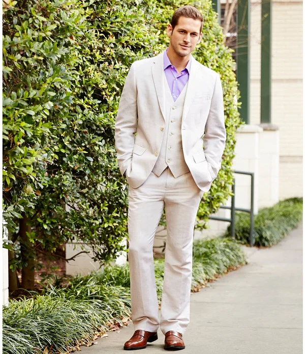 Perry Ellis Flat-Front Linen Herringbone Suit SEPARATE Pants - 42 32