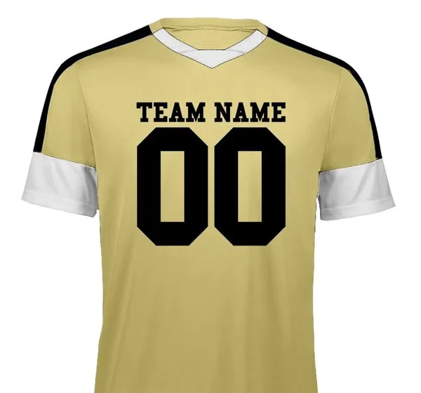 Custom High Five Men's Adult Wembley Soccer Jersey, Size: 2XL, Vegas Gold/White/Black, Add Team Name & Number to Soccer U