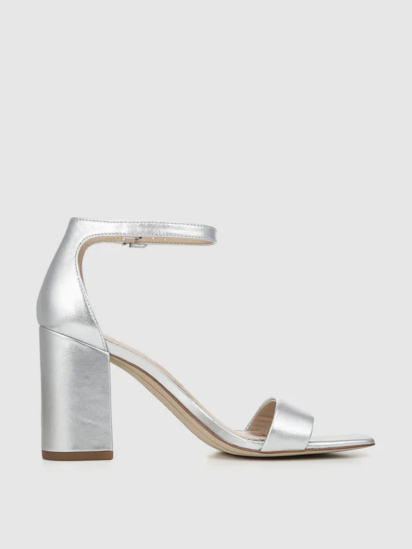 Sam Edelman Women's Daniella Block Heel Sandals - Silver - 8.5M