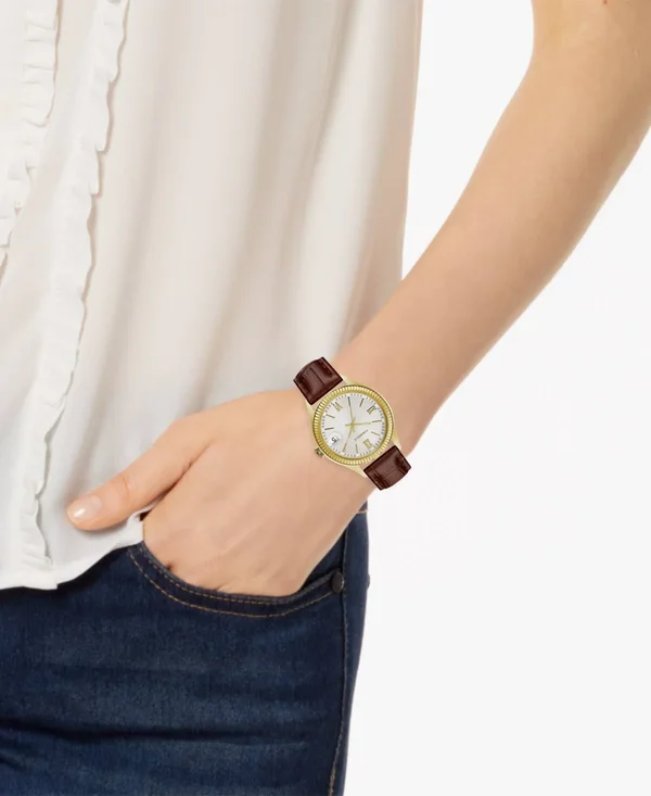 Caravelle by Bulova Women's Leather Strap Goldtone Dress Watch 44M111