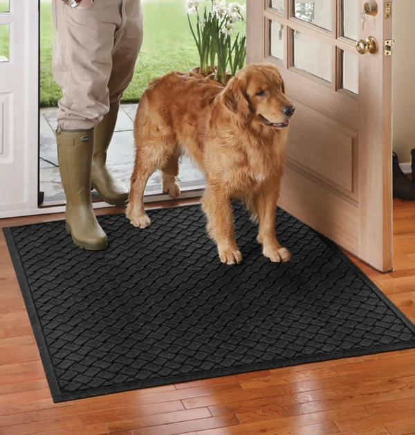 Basketweave Recycled Water Trapper Floor Mat, Charcoal, Size 1&11.5