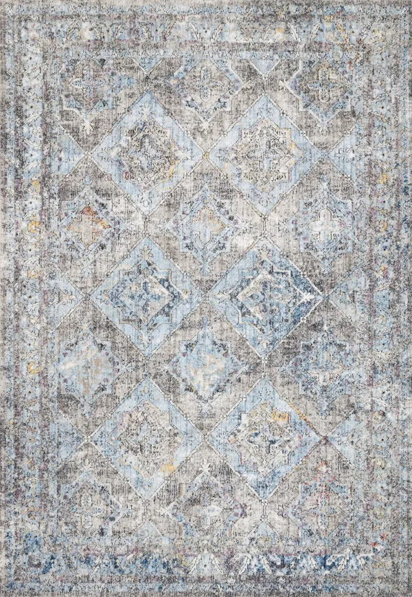 Loloi Dante DN-03 6&7x22 x 9&2x22 Granite, LT. Blue Area Rug