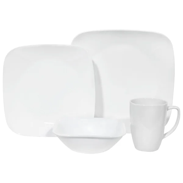 Corelle Square Pure White Dinnerware Set, 16 Piece