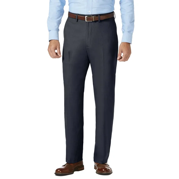 Men's J.M. Haggar Premium Classic-Fit Stretch Sharkskin Flat-Front Superflex Waist Dress Pants - Dark Navy - 36x31