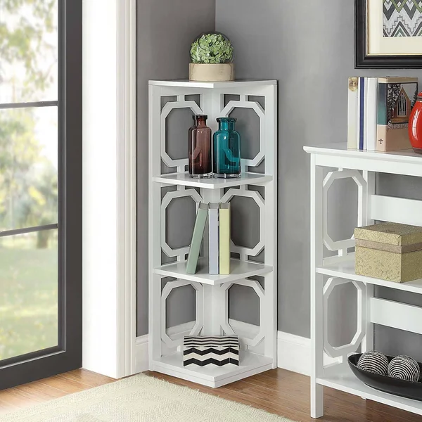 Convenience Concepts S20-203 Omega Black 3-Tier Corner Bookcase