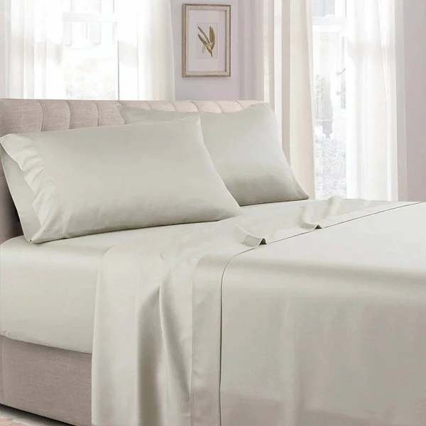 Royal Tradition Attached Waterbed Sheet Set - Solid 300 Thread Count King/Calking Waterbed, Linen