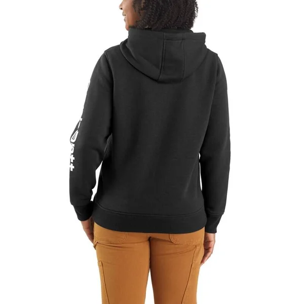 Carhartt Women's Clarksburg Graphic Sleeve Hoodie - Large, Folkstone Gray Space Dye