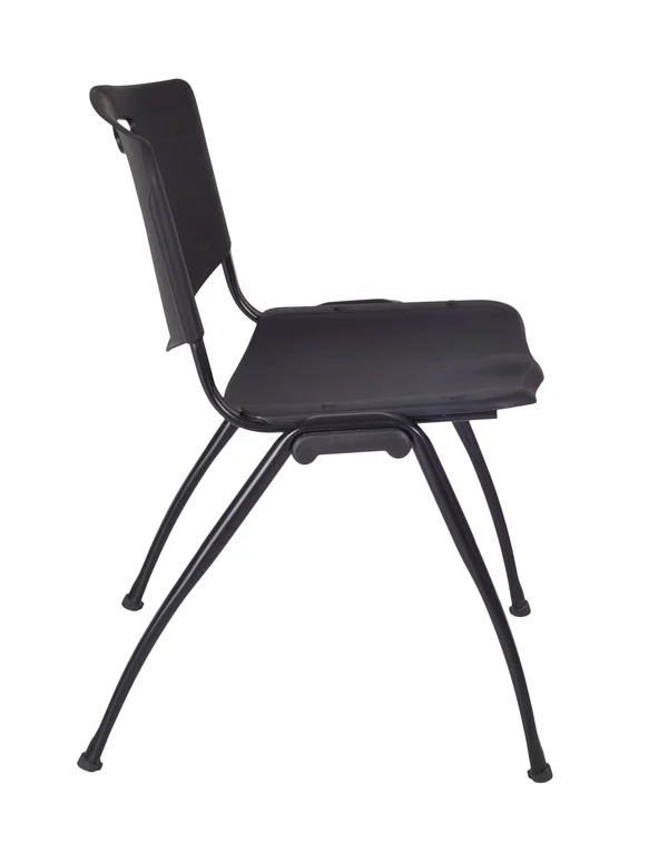 Regency TB48RNDMWBPBK47BK 48 in. Kee Round Breakroom Table - Mocha Walnut & Black & 4 M Stack Chairs - Black