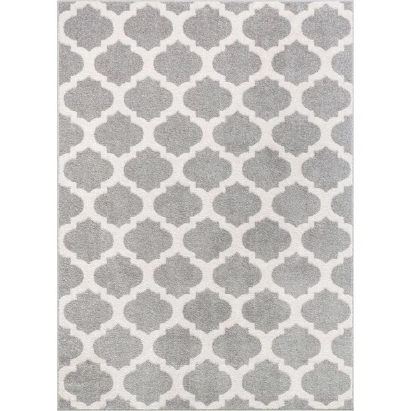 Well Woven Mystic Zoe Modern Trellis Grey 7'10 inch x 9'10 inch Area Rug - Gray