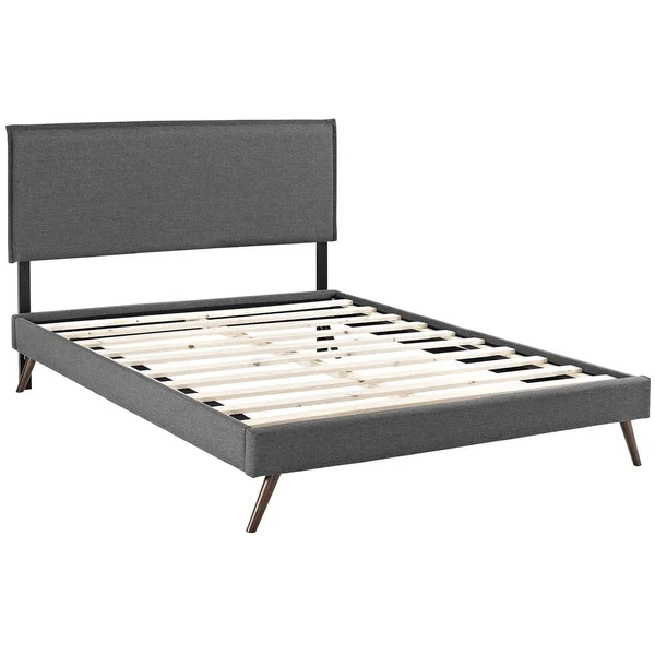 Modway Amaris King Fabric Platform Bed with Round Splayed Legs - Gray
