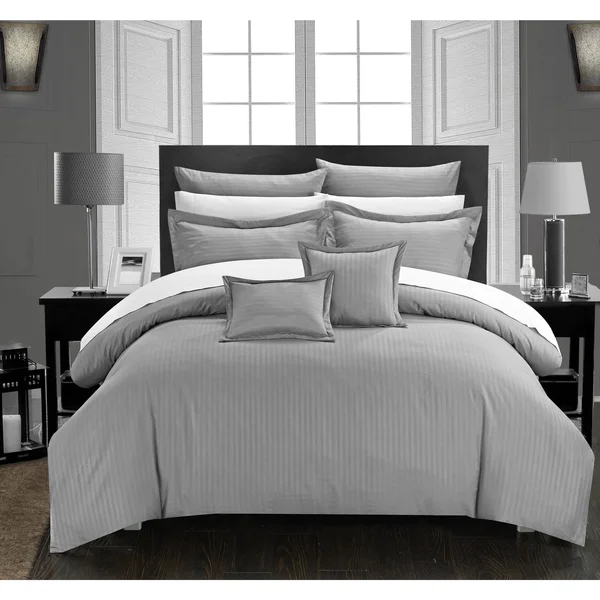 Chic Home 11-Piece Keynes Silver Comforter Set - King