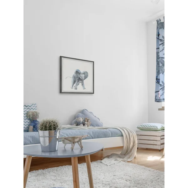 Marmont Hill Playful Elephant Framed Wall Art - Size: 18 inch x 18 inch, Gray