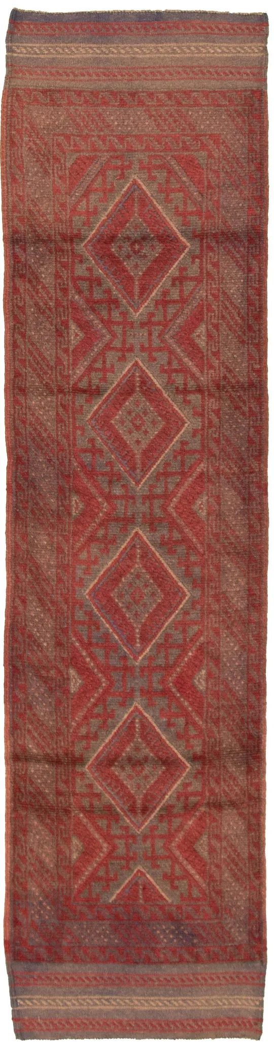 Hand-Knotted Tajik Caucasian Red Wool Rug - 2&0x22 x 8&3x22 Runner/2&0 x 8&3