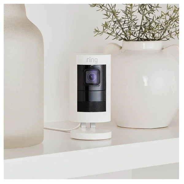 Ring Certified Refurbished Stick Up Cam Wired- White Plug-In Wired Outdoor Security Camera, R8SSE8-WEN0