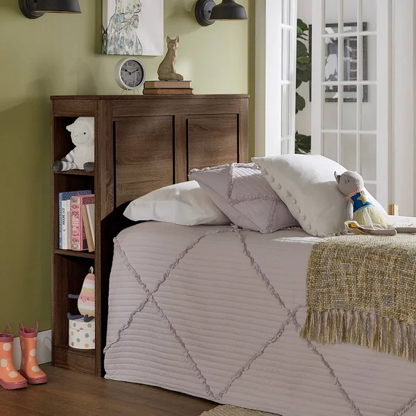 Keigo Walnut Finish Twin Storage Headboard by Inspire Q Junior