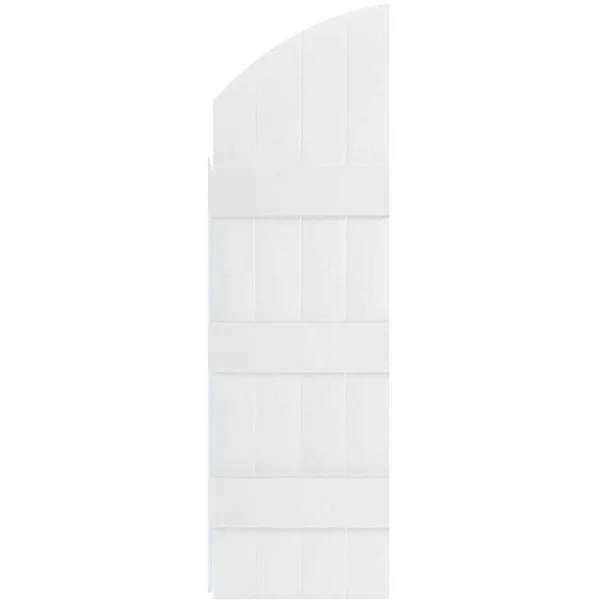 14 inchw x 77 inchh (70 inch Low Side) Lifetime Vinyl, Standard Four Board Joined w/ Archtop, Board-n-Batten Shutters, w/Install
