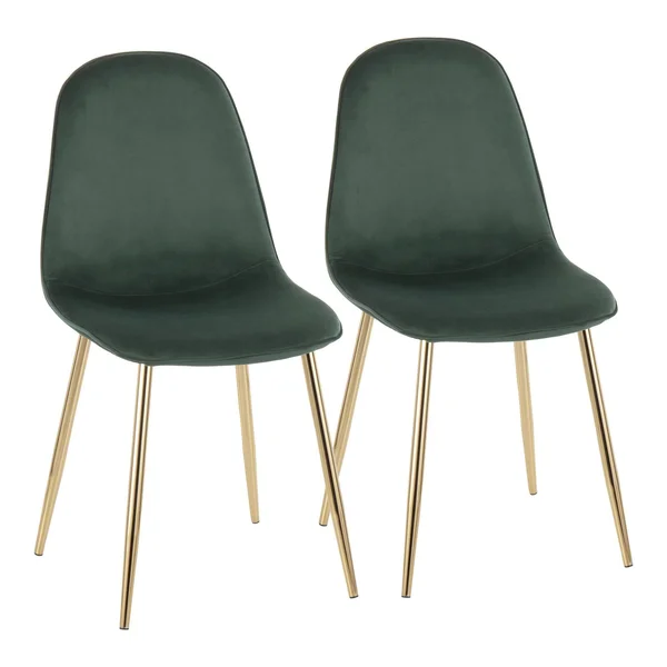 Pebble Chair - Set of 2 - Gold Steel - Green Velvet
