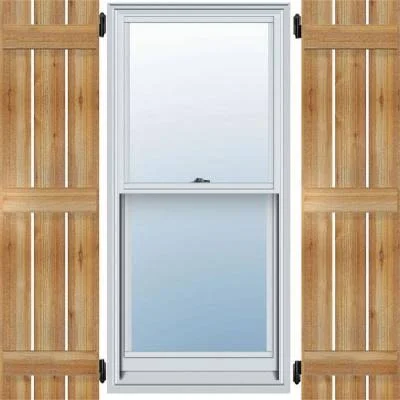 Ekena Millwork RBS06S17X081RWR 17 1/8x22W x 81x22H TimberCraft Three 5 3/8x22 Boards Spaced Board-n-Batten Shutters - Rough Sawn