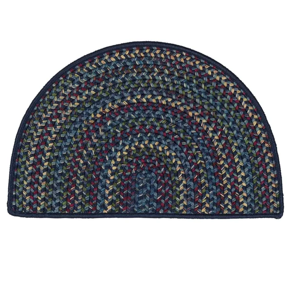 Farmhouse Braided Hearth Rug - 1&6x22 x 2&6x22 Slice - Navy