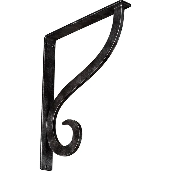 Ekena Millwork Ashford Wrought Iron Bracket Antiqued Silver 1 1/2x22W x 12x22D x 15x22H - (Single Center Brace)
