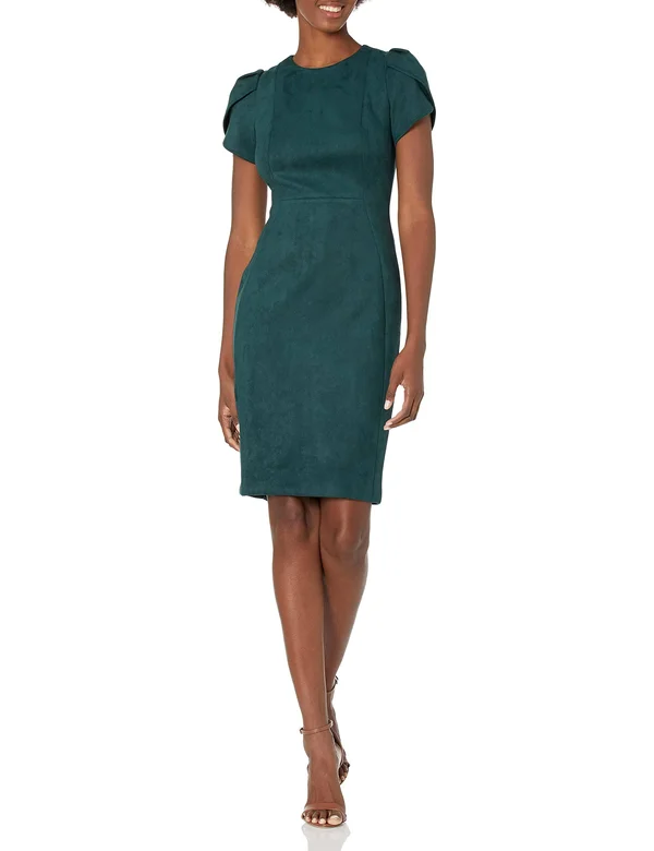 Calvin Klein Scuba-Suede Sheath Dress - Malachite