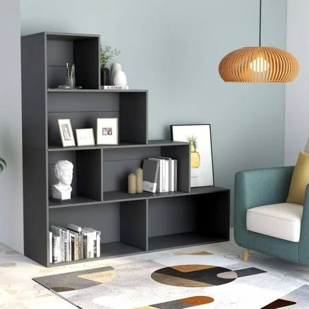 Book Cabinet/Room Divider Gray 61 inchx9.4 inchx63 inch Chipboard