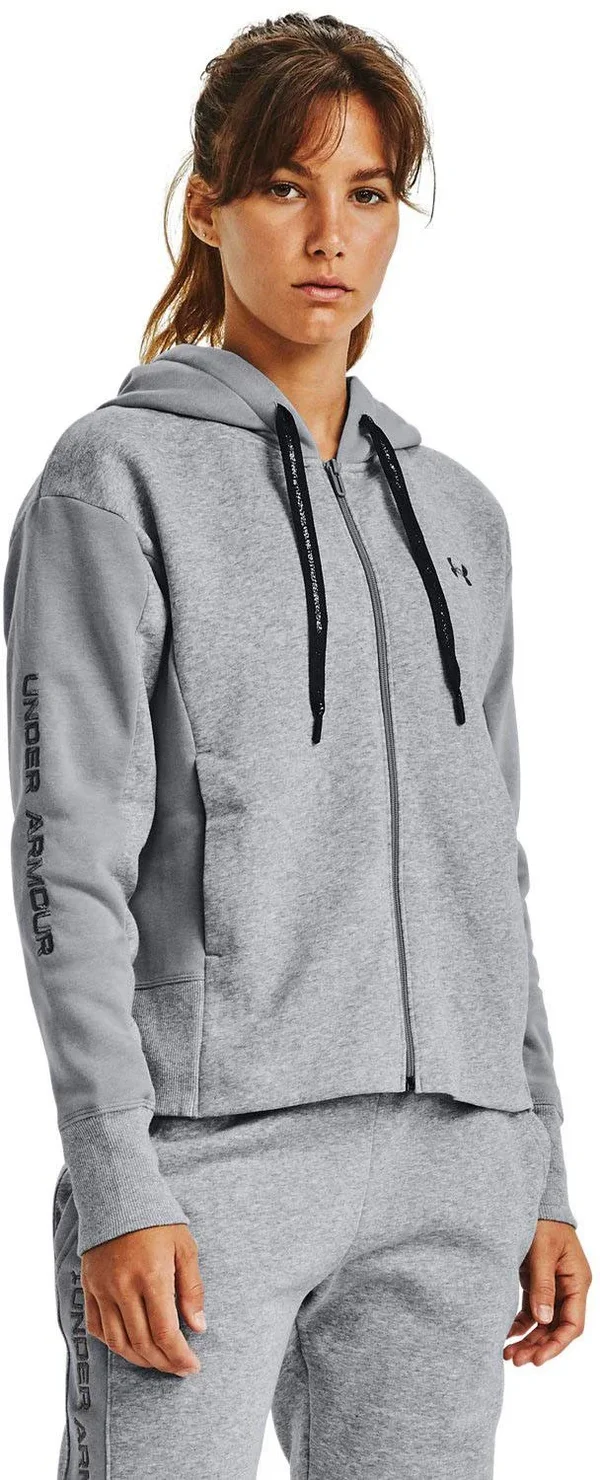 Under Armour Women's Rival Fleece Embroidered Full Zip Hoodie - Medium, Gray