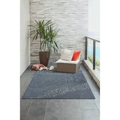 Aniya Abstract Flatweave Navy Indoor/Outdoor Area Rug Rosecliff Heights Rug Size: Rectangle 6&6x22 x 9&4x22