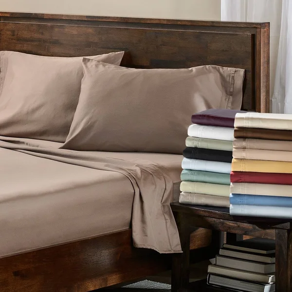 Superior Egyptian Cotton 650 TC Deep Pocket Solid Bed Sheet Set (California King - Beige)