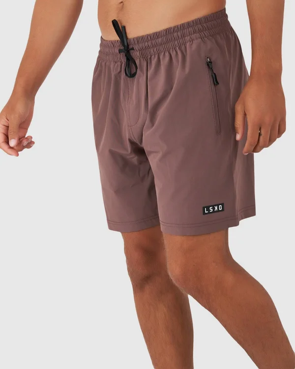 LSKD Mens Rep Short - Peppercorn - Casual Walkshorts, Size 36