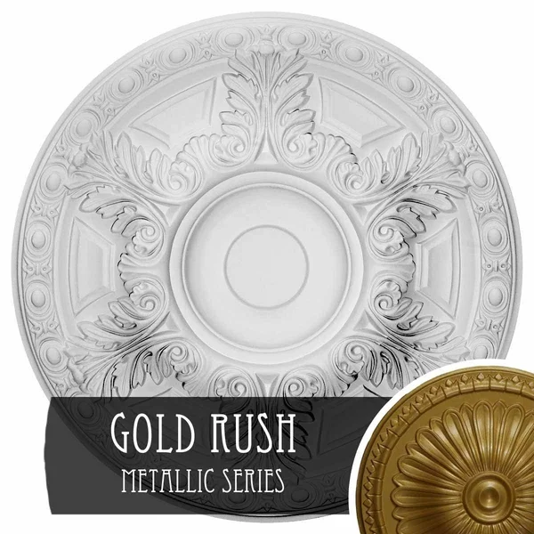 23 1/2x22OD x 2 3/4x22P Granada Ceiling Medallion (Fits Canopies Up to 7 1/8x22), Hand-Painted Gold