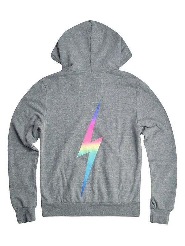 Aviator Nation - Bolt Zip Hoodie in Heather/Rainbow Pink Xs