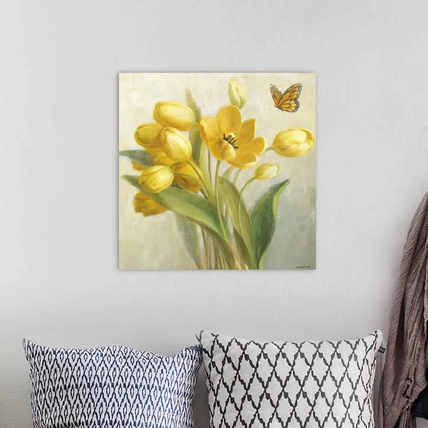 Yellow French Tulips - Canvas Wall Art, 20x20, Great Big Canvas