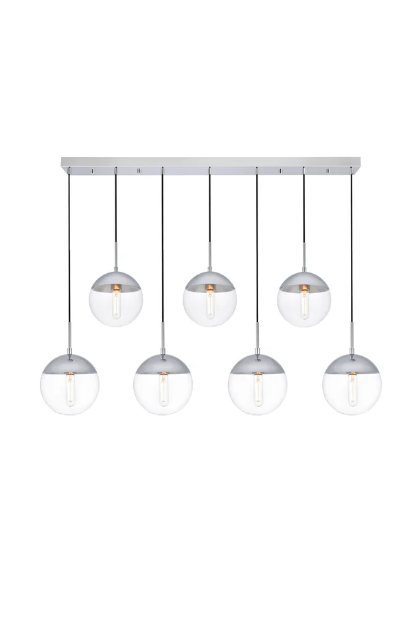 Elegant LD6089C Eclipse 7 Lights Chrome Pendant with Clear Glass