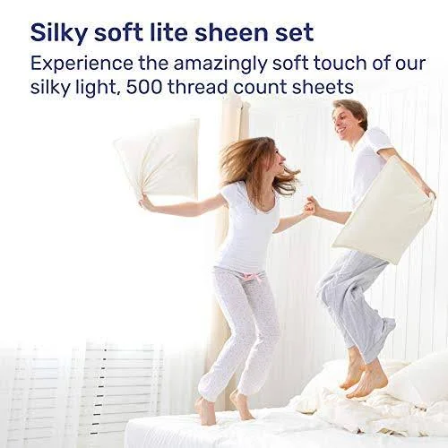 Split King Sheets for Adjustable Bed - Light Blue Color, 500 Thread Count 100% Real Cotton, Silky Sateen Weave 5 Piece Bed Sheet