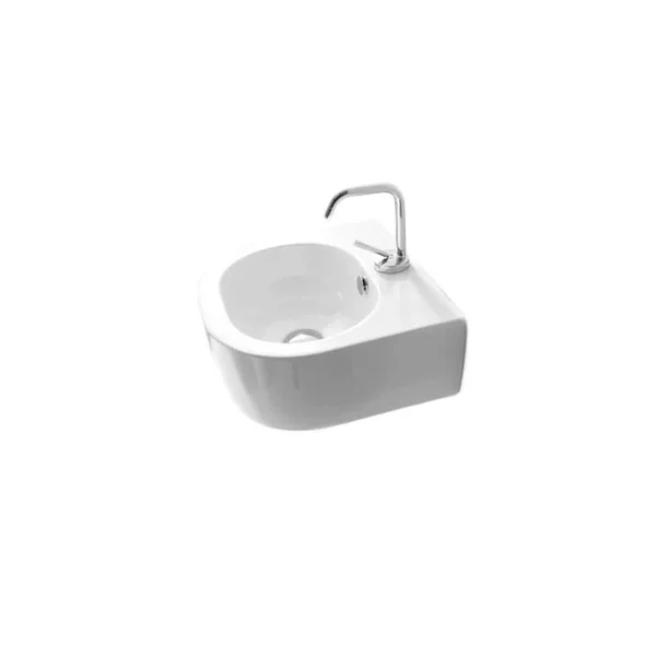 WS Bath Collections Flo 3149 15-11/16 inch Ceramic Wall Mounted, Vessel Bathroom Sink, White