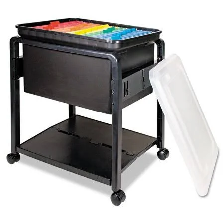 Advantus Folding Mobile File Cart, 14.5W x 18.5D x 21.75H, Clear/Black