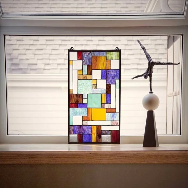 Astoria Grand Mod Collage Tiffany Style Stained Glass Window Panel