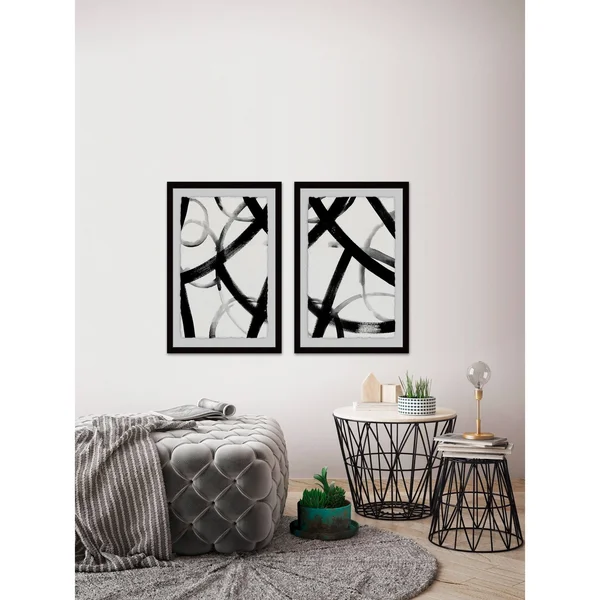 Monochrome Ripple Diptych - Size: 24 inch x 32 inch