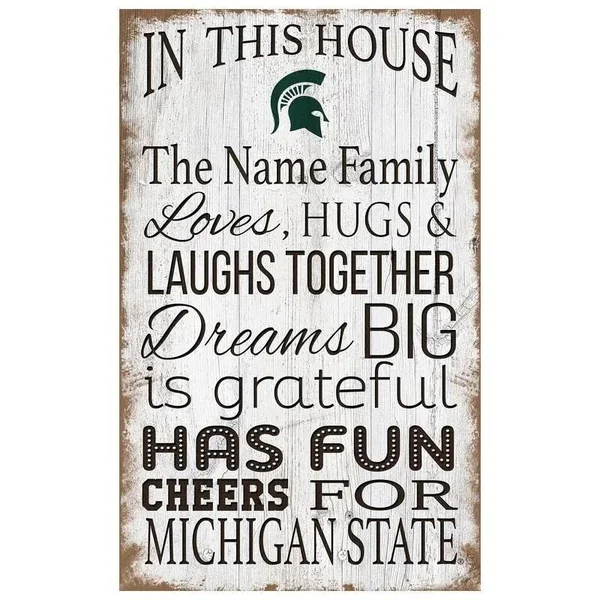 Michigan State Spartans Personalized 11 x 19 in This House Sign