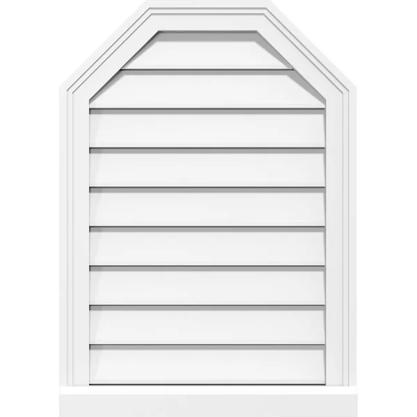Ekena Millwork GVPOT16X3603SF 16x22W x 36x22H Octagonal Top Surface Mount PVC Gable Vent: Functional, w/ 2x22W x 2x22P Brickmoul
