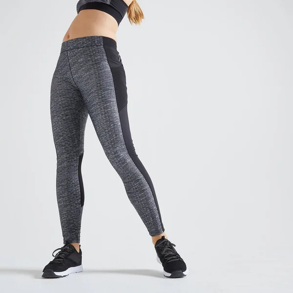 Domyos Women's 120, Fitness Cardio Training Leggings in Brushed Steel, Size W26 L30