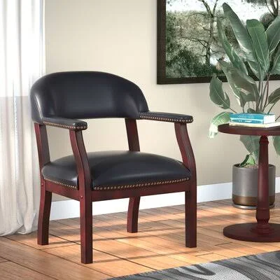 Veazey 24x22 W Vinyl Seat Waiting Room Chair with Wood Frame Charlton Home Seat Color: Black, Casters: No