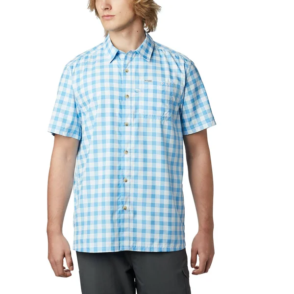 Columbia Super Slack Tide Camp Shirt Men's (vivid Blue Palaka Plaid)