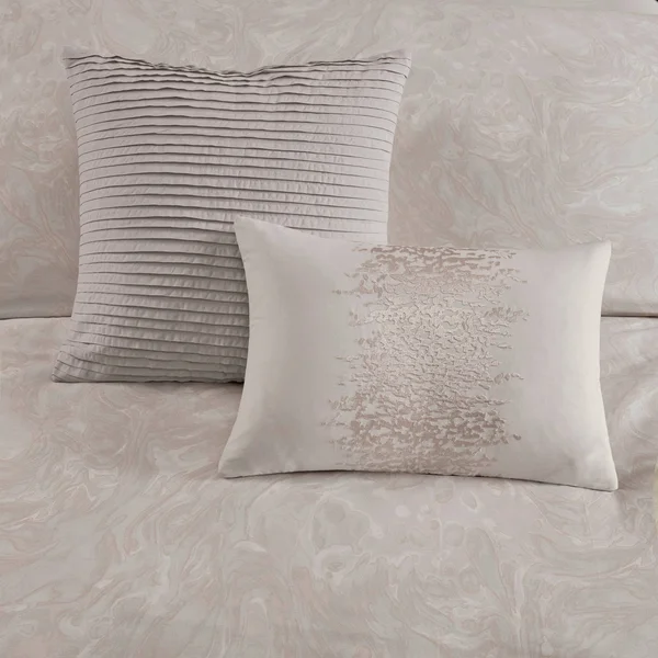 Madison Park Emory 6 Piece Cotton Sateen Duvet Cover Set - King/Cal King, Rose Gold/Beige