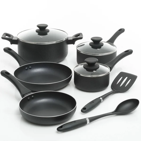 Oster Ashford 10 piece Aluminum Nonstick Cookware Set, Black