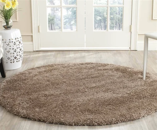 Safavieh Shag Round Area Rug Dark Beig, ShopLadder