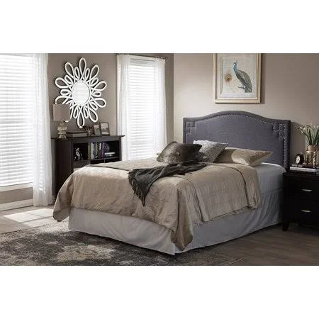 Skyline Decor Aubrey Modern and Contemporary Dark Grey Fabric Upholstered Queen Size Headboard - Gray