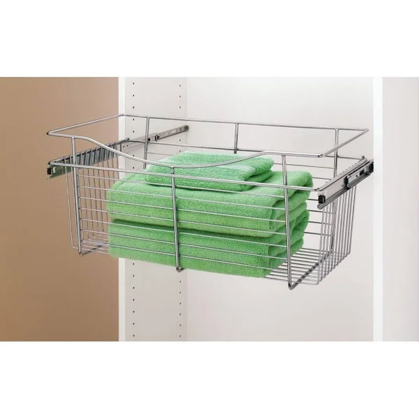 Rev-A-Shelf 24 in. x 11 in. Chrome Closet Pull-Out Basket, Grey
