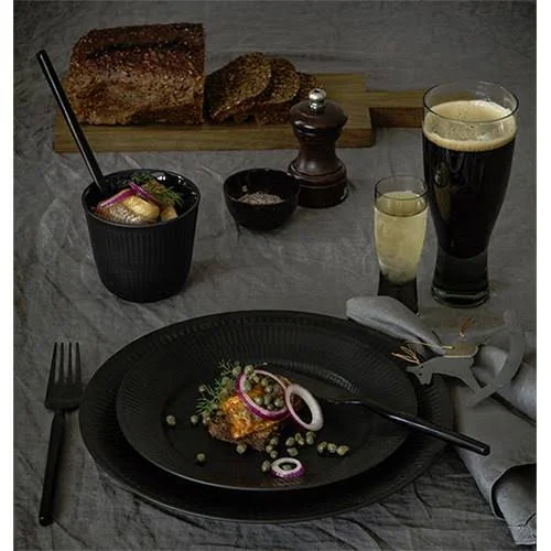Royal Copenhagen Black Fluted Mug 11 oz S/2